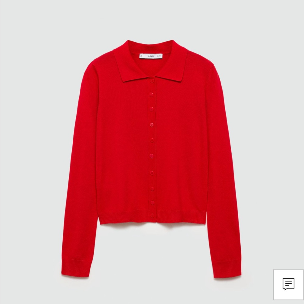 Knit polo sweater button down - red